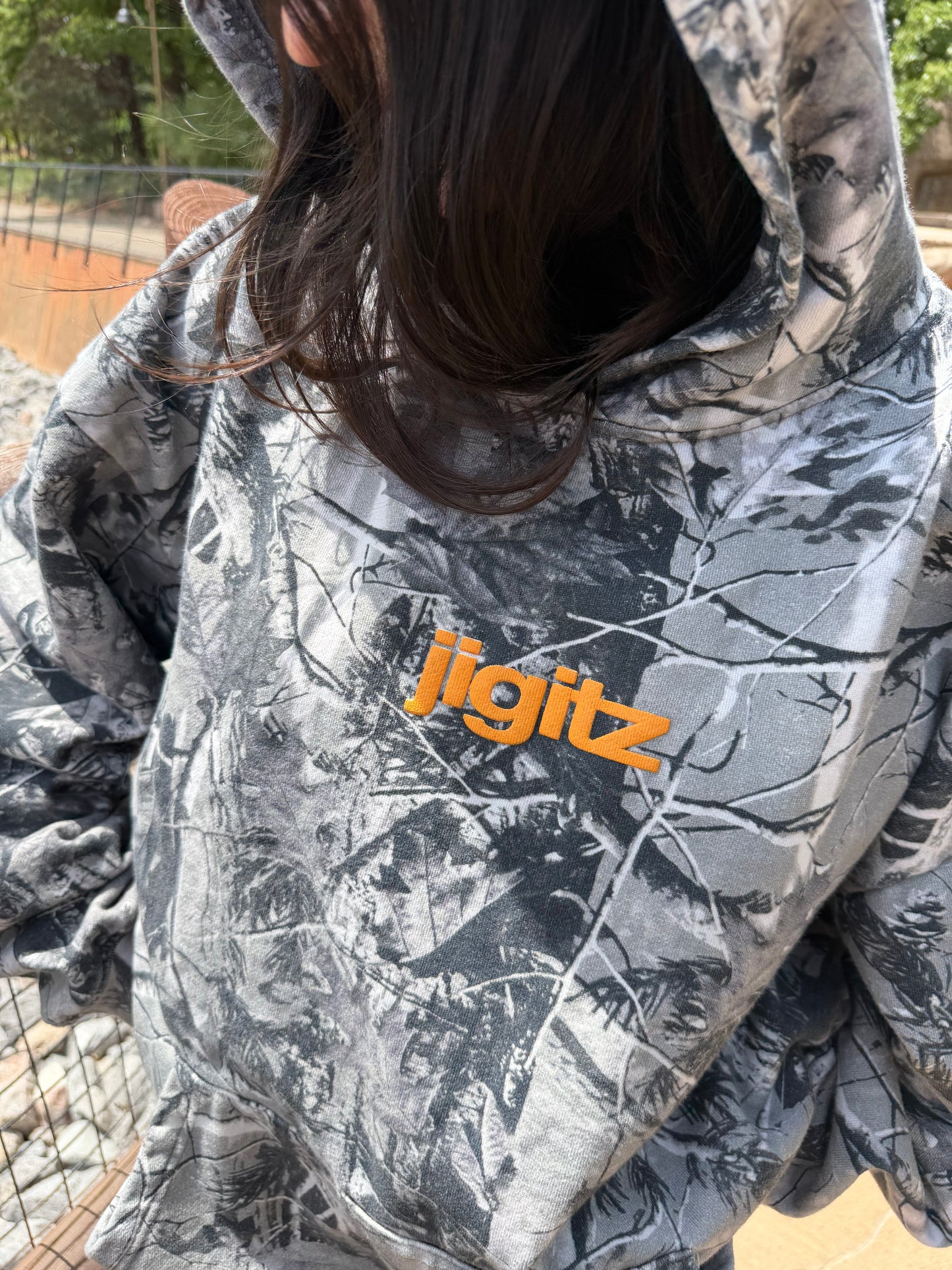 the orange camo hoodie