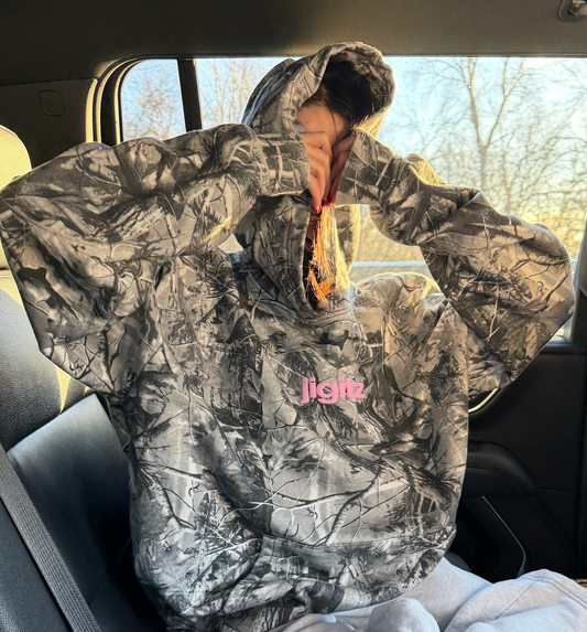 the pink camo hoodie